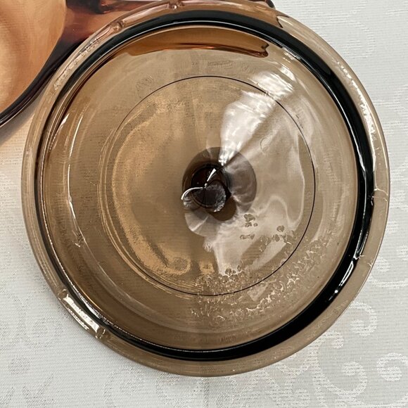 Vintage Corning Visions Amber Glass Saucepan With Lid .5 Liter - Picture 4 of 5